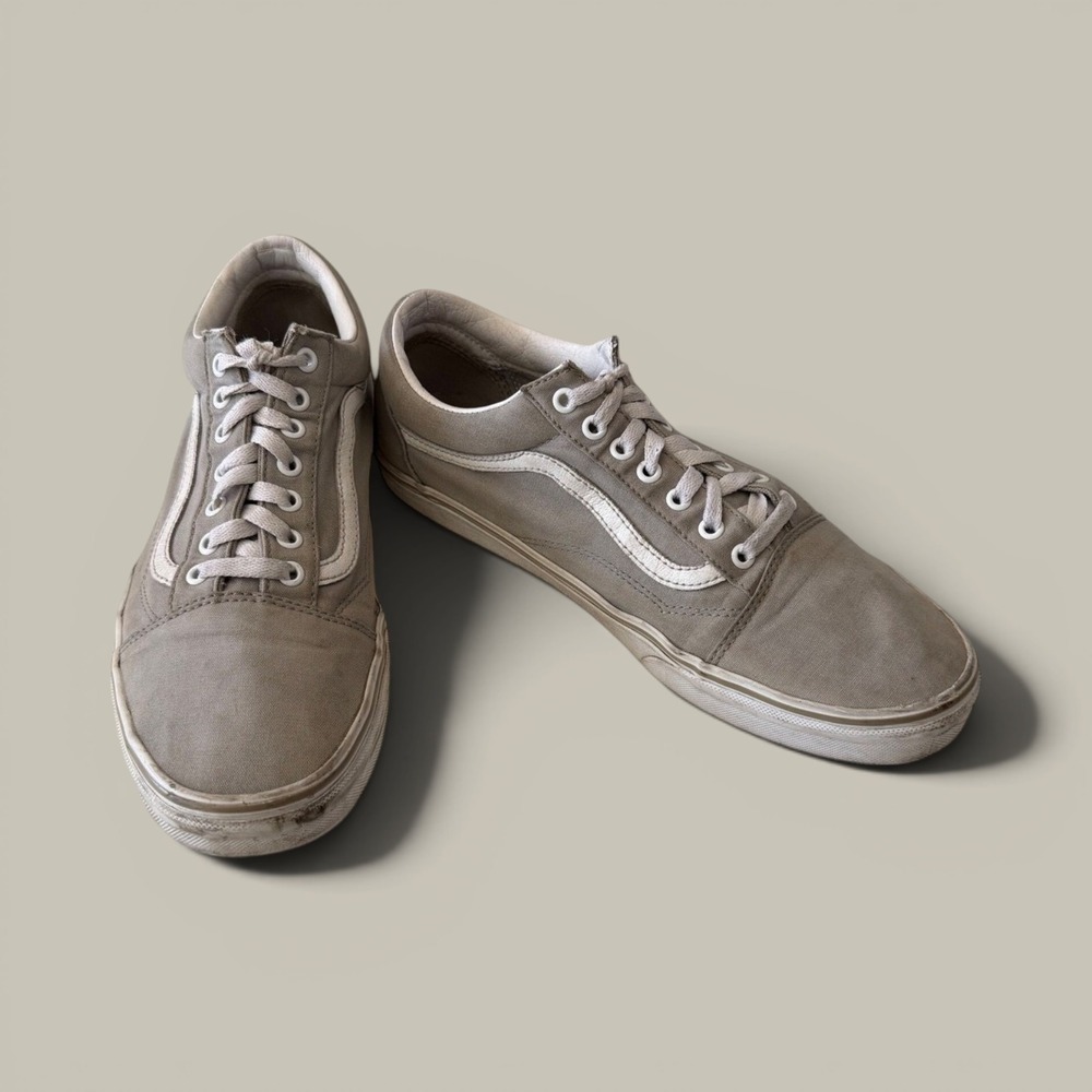 Vans Old Skool Low Top Canvas Skate Shoes Taupe Grey Mens 11.5